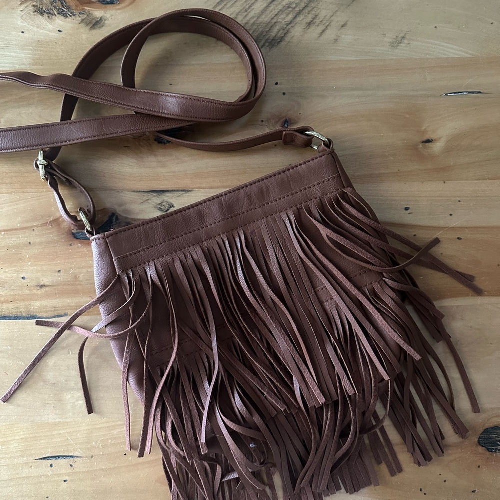 Brown Fringe Crossbody Bag